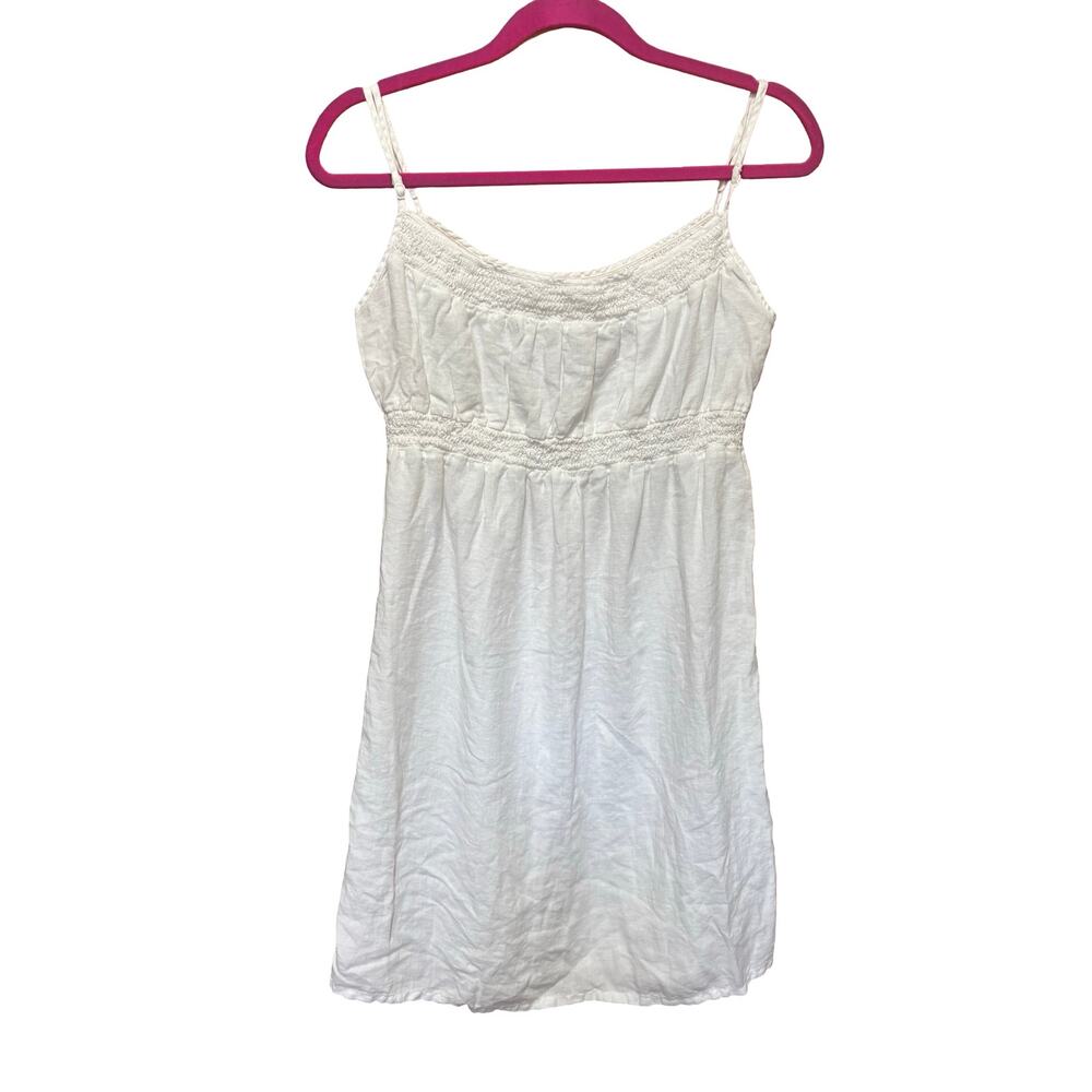 Vintage Juicy Couture White Linen Mini Dress Y2K Slip Size M